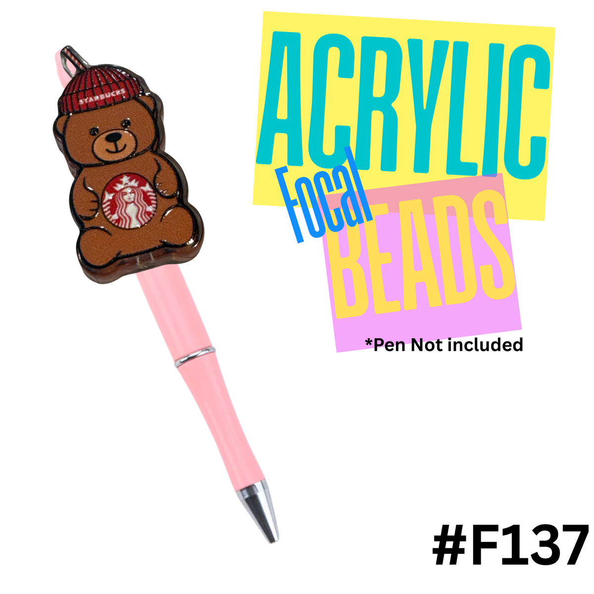 F137 Starby Bear Cup Acrylic Focal Bead