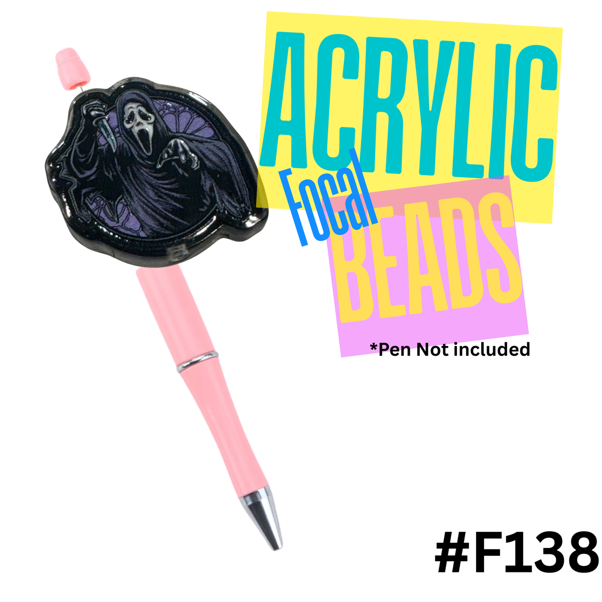 F138 Ghostface Acrylic Focal Bead