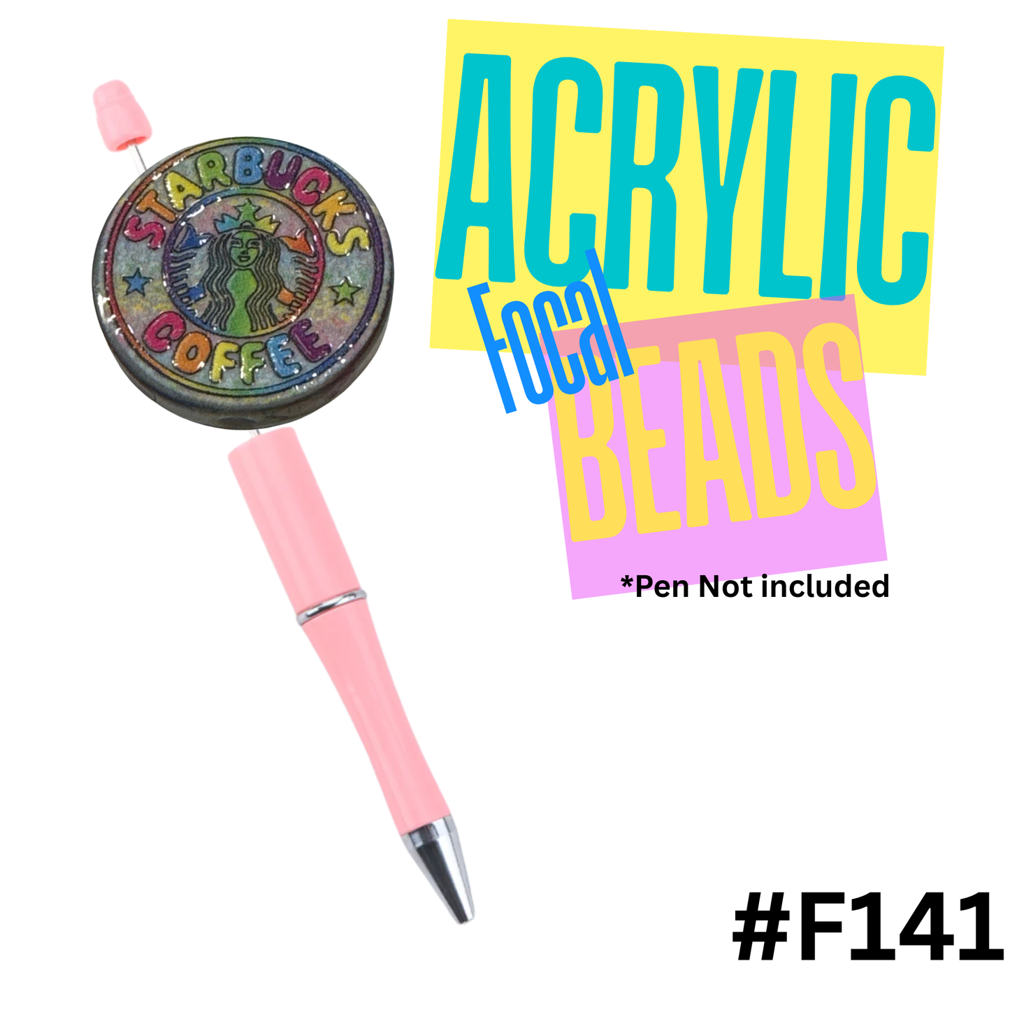 F141 Multi-Colored Starby Logo Acrylic Focal Bead