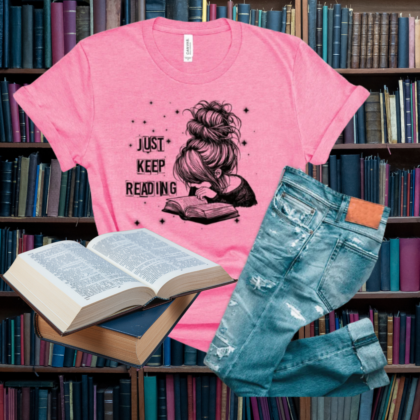 Just Keep Reading  DTF Print Only