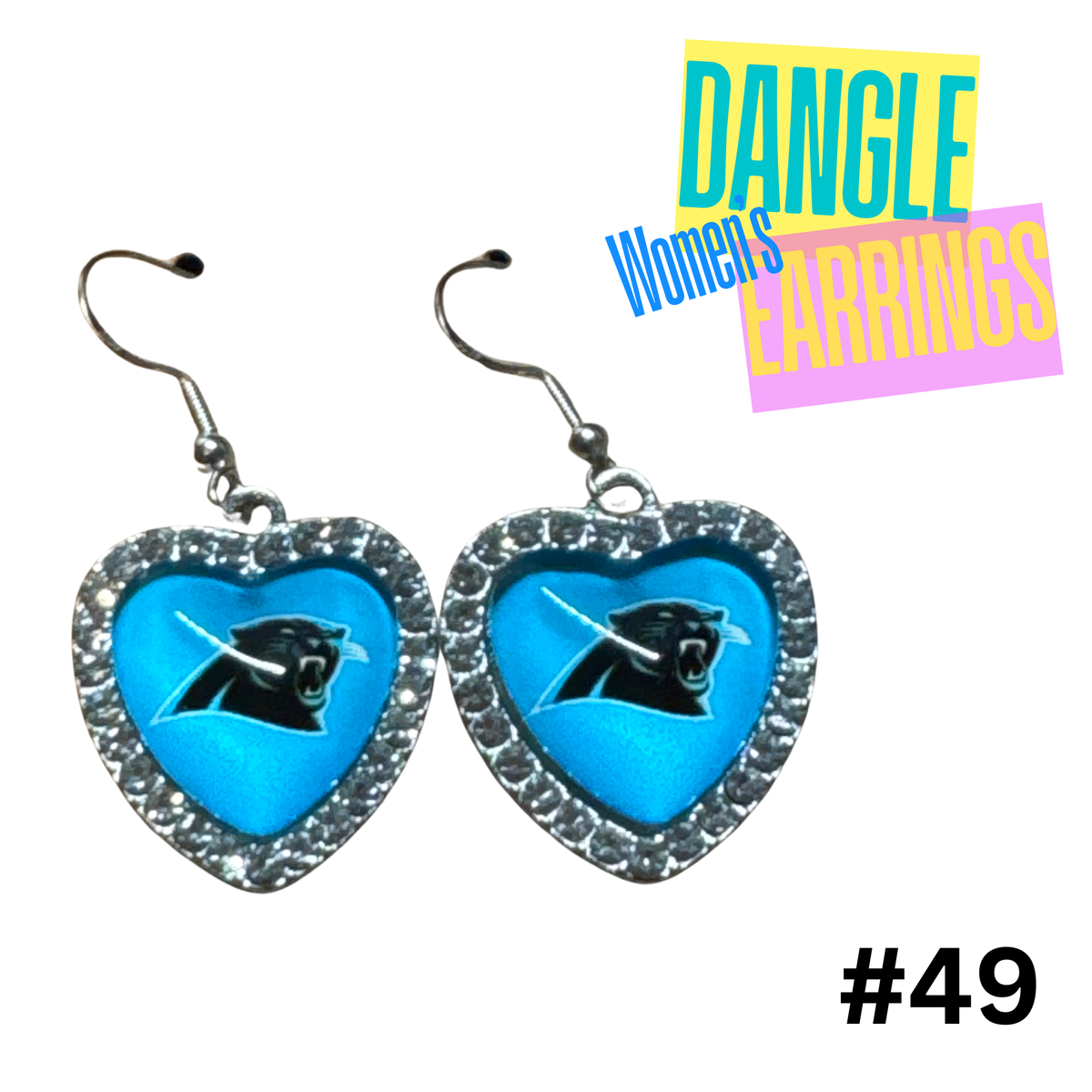 Earrings #49 - Carolina Panthers Rhinestone Hearts