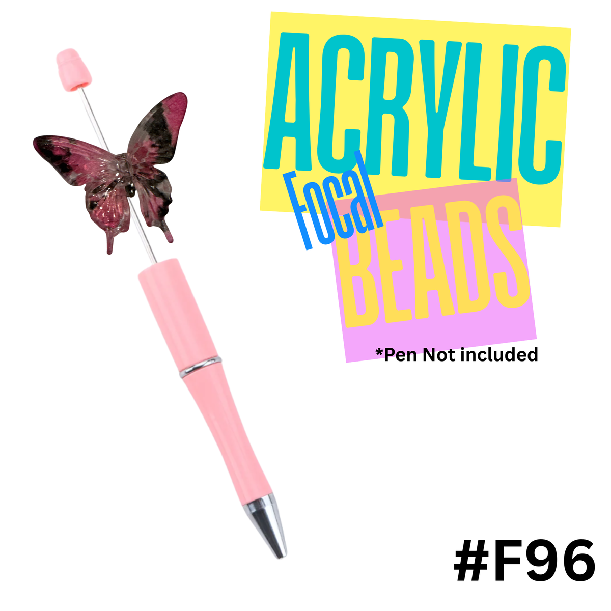 F96 Butterfly Pink Acrylic Focal Bead