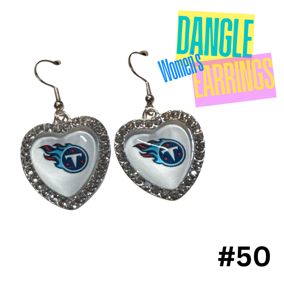 Earrings #50 - Tennessee Titans Rhinestone Hearts