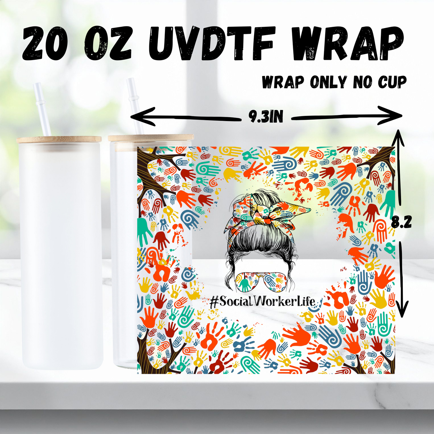5 Sets of 2 - Exquisite Healthcare themed UV DTF 20oz Cup Sticker Packaging Stickers