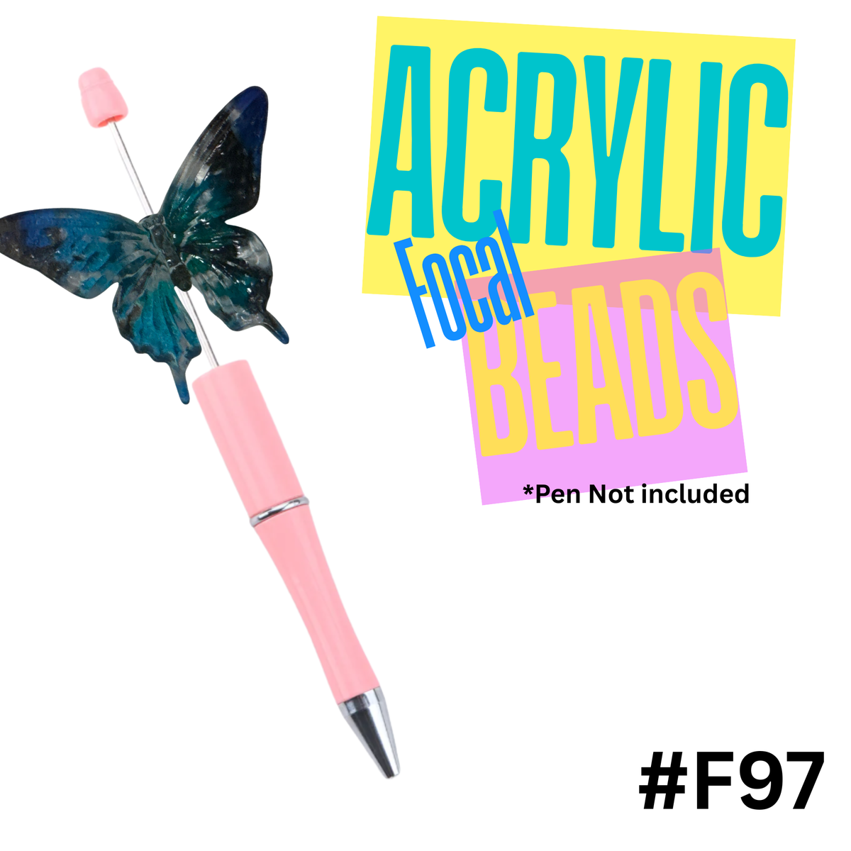 F97 Butterfly Blue Acrylic Focal Bead