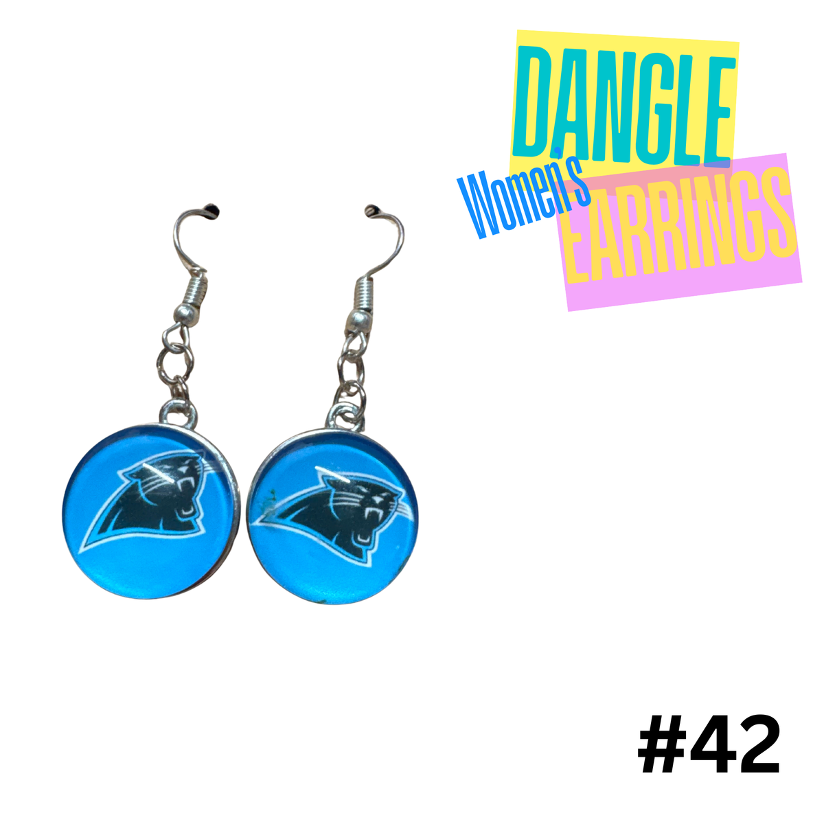 Earrings #42 - Carolina Panther Snap-On Button Earrings