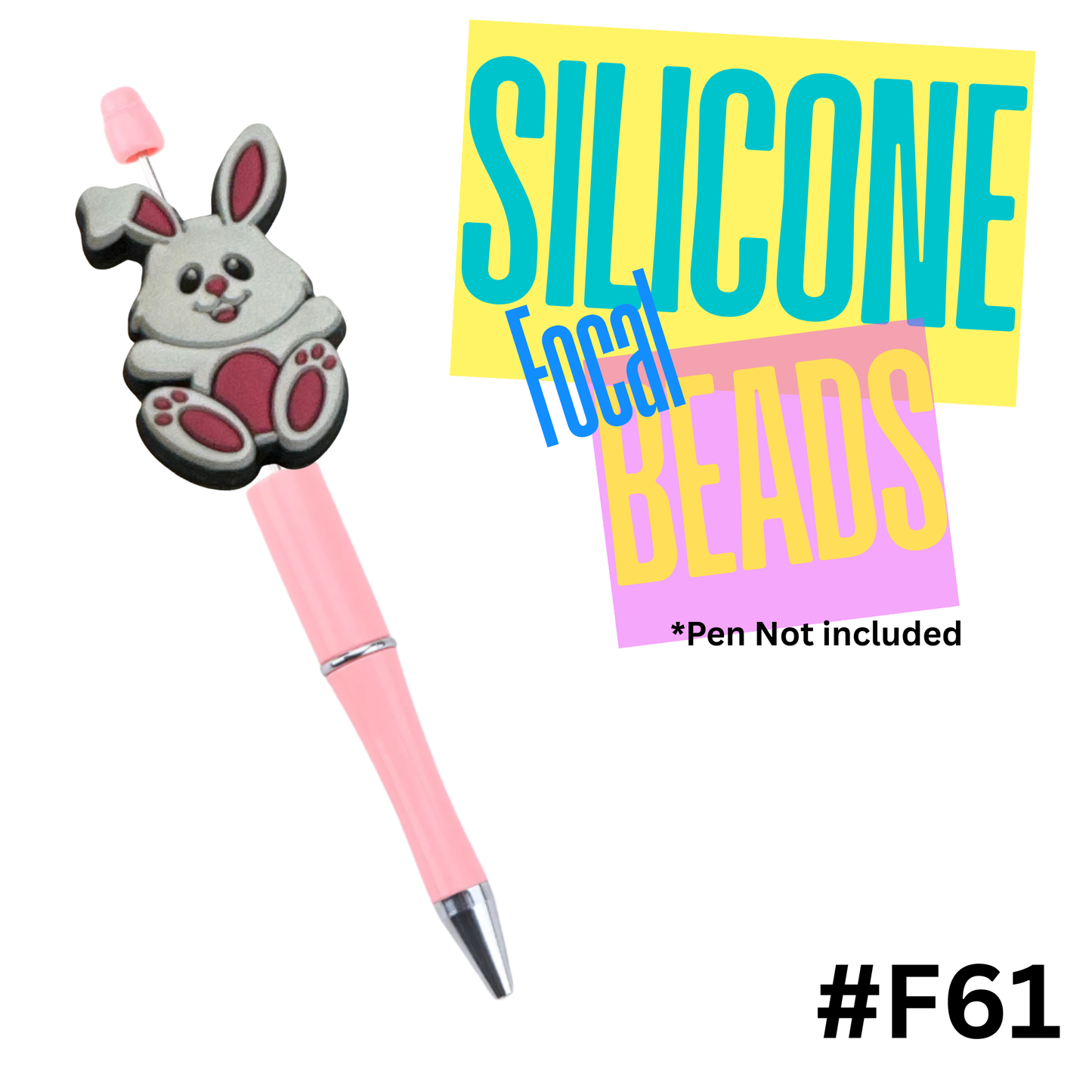 F61 Easter Bunny silicone focal bead