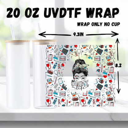 5 Sets of 2 - Exquisite Healthcare themed UV DTF 20oz Cup Sticker Packaging Stickers