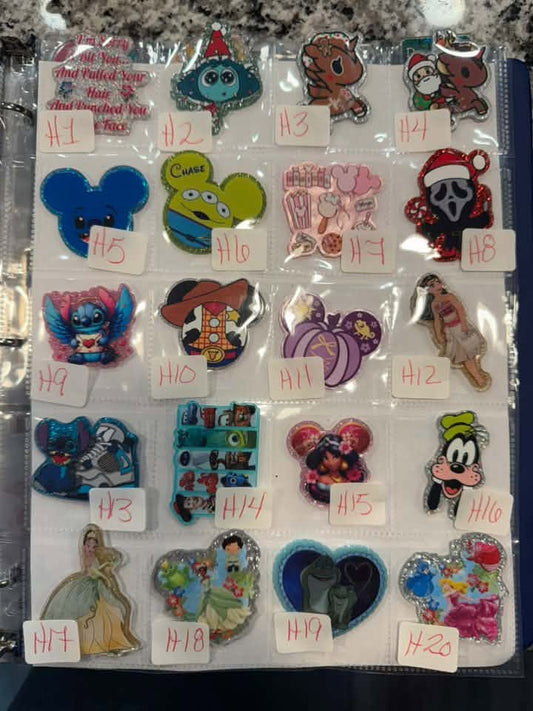 Glitter Flat Back Acrylics - Set H