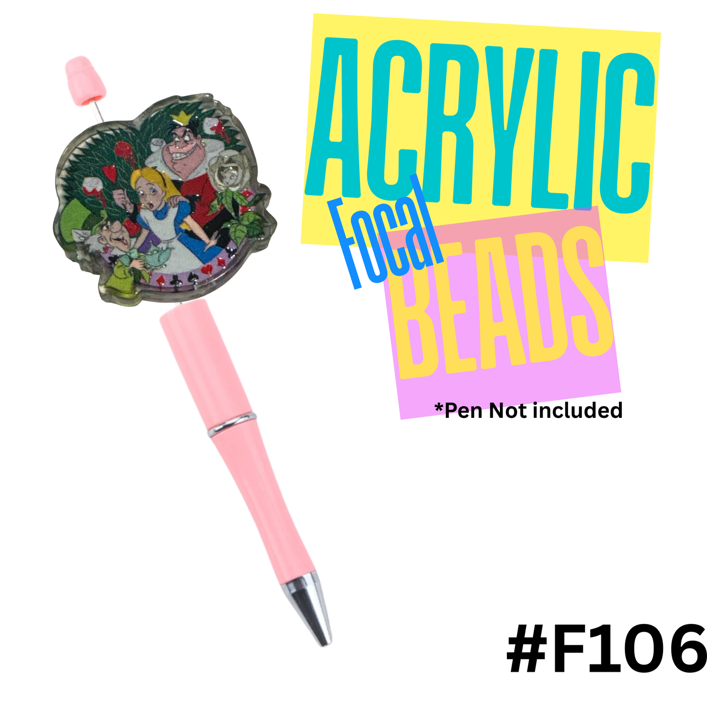 F106 Alice with friends in the garden Acrylic Focal Bead
