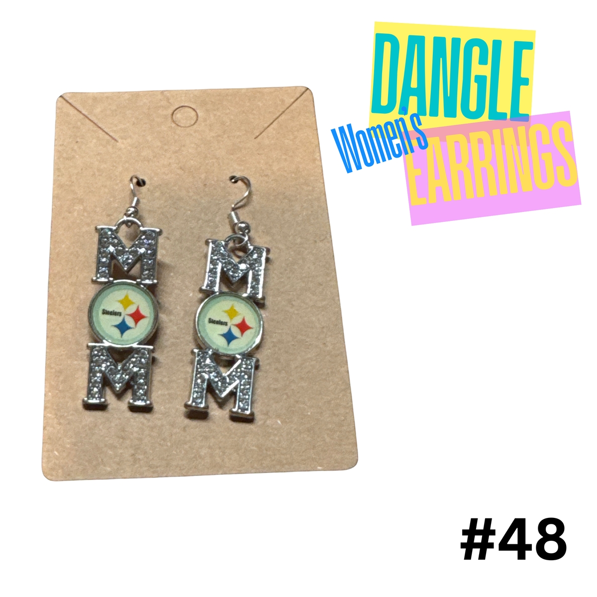 Earrings #48 - Pittsburg Steelers MOM Rhinestone Earrings