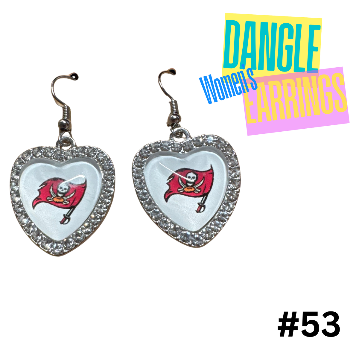Earrings #53 Tampa Bay Bucks Rhinestone Heart Earrings