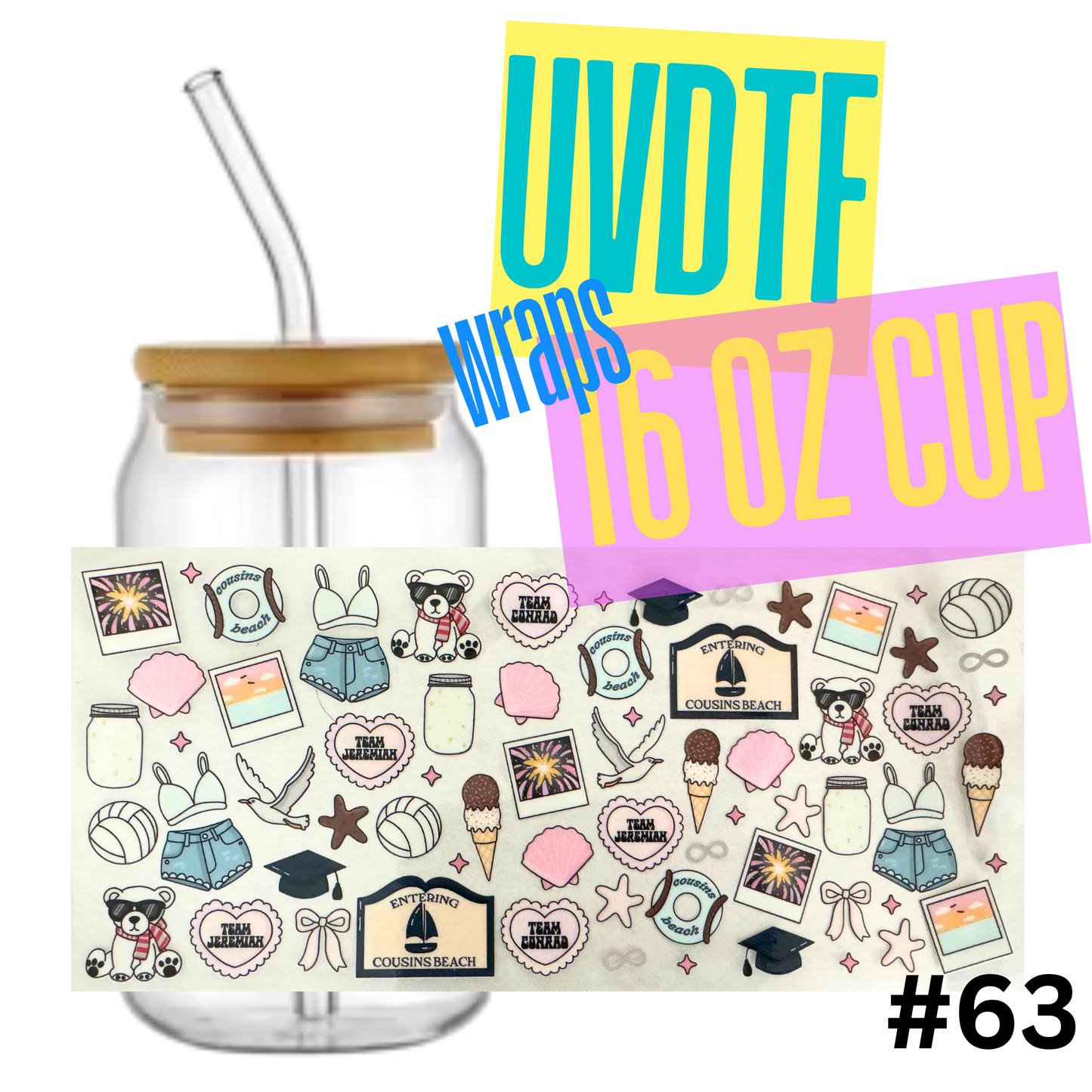 #62 Outer Banks 16oz Libby Glass Can UVDTF Wrap – Waterproof Ready-to-Apply Decal