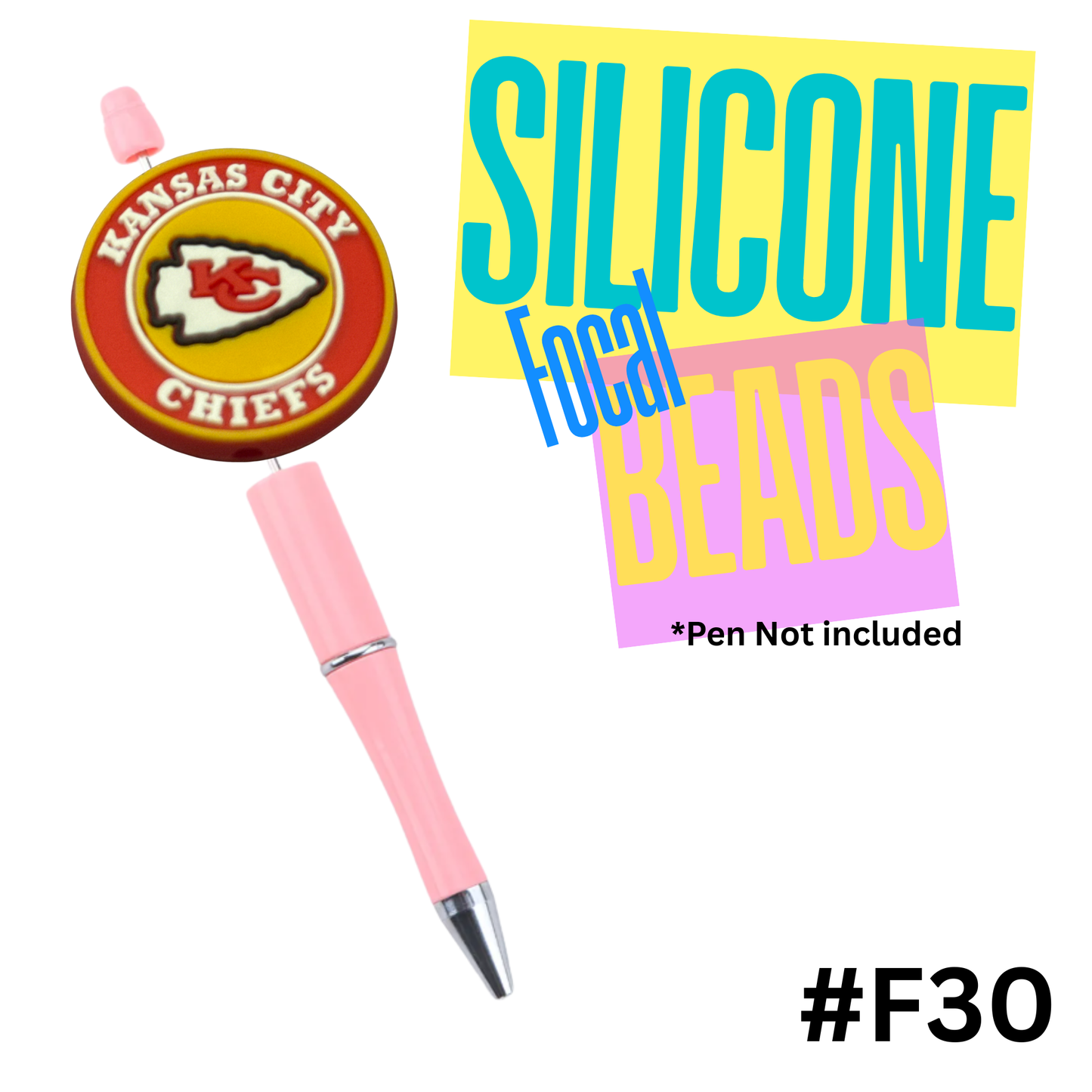 F30 Chiefs silicon focal bead (Copy) (Copy)