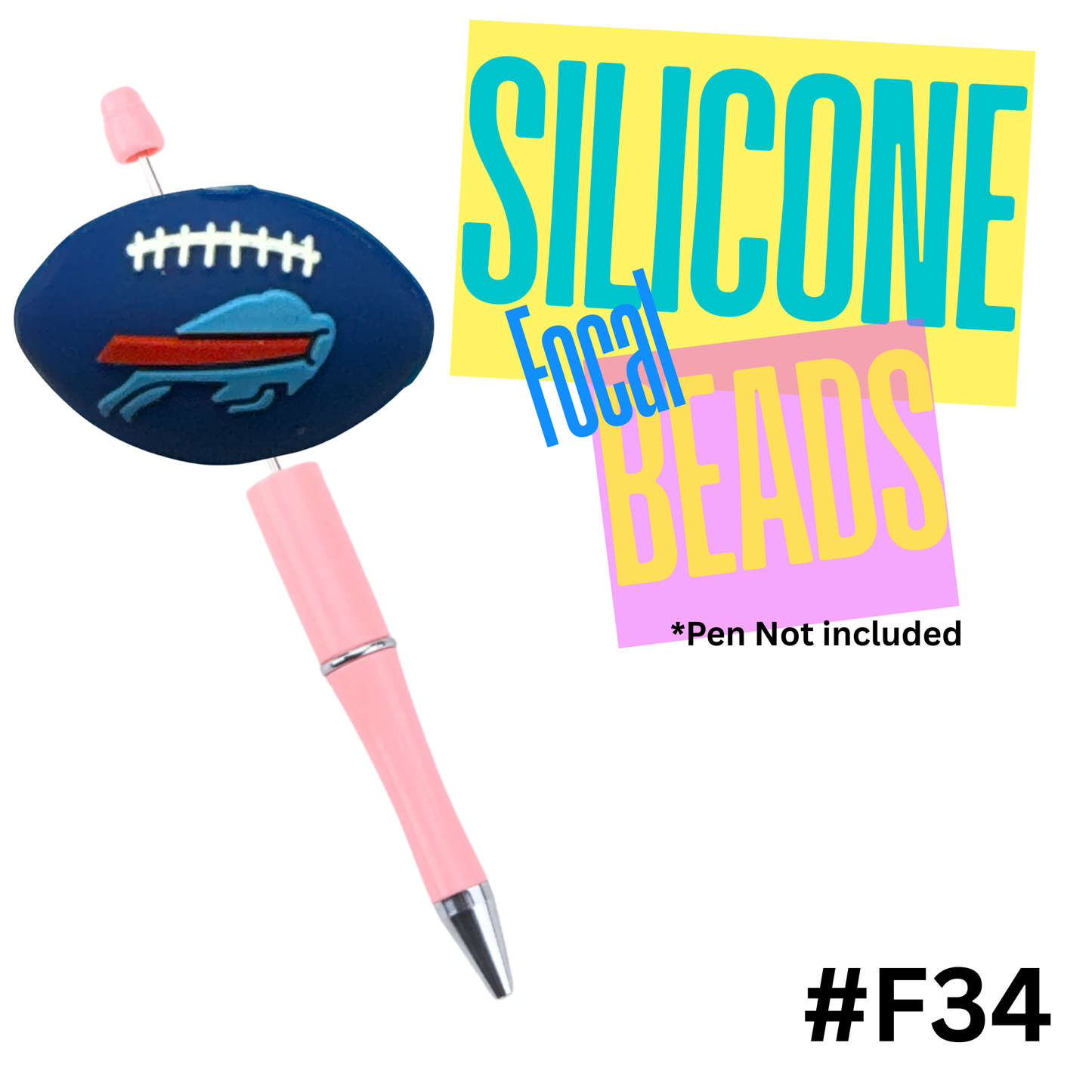 F34 Bills silicon focal bead
