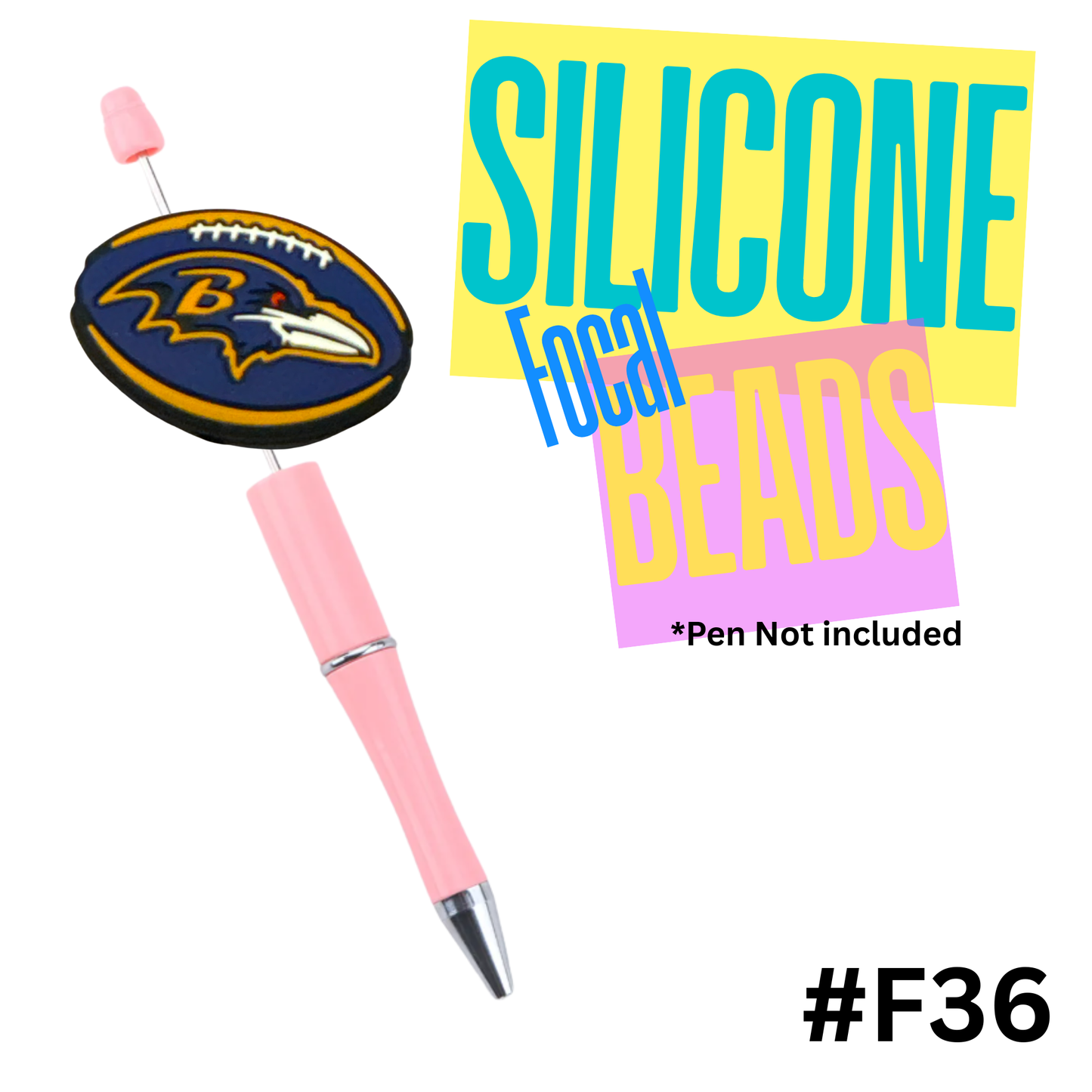 F36 Ravens silicon focal bead
