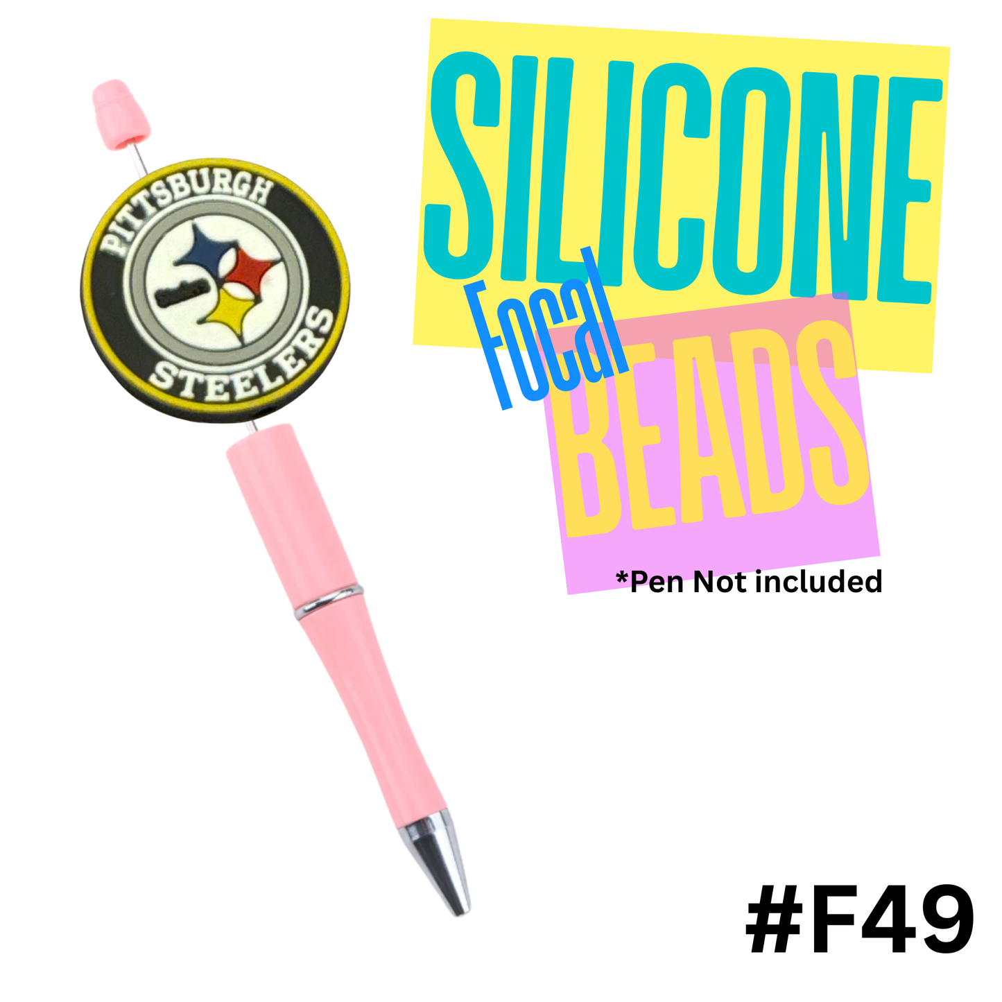 F49 Steelers silicon focal bead (Copy)