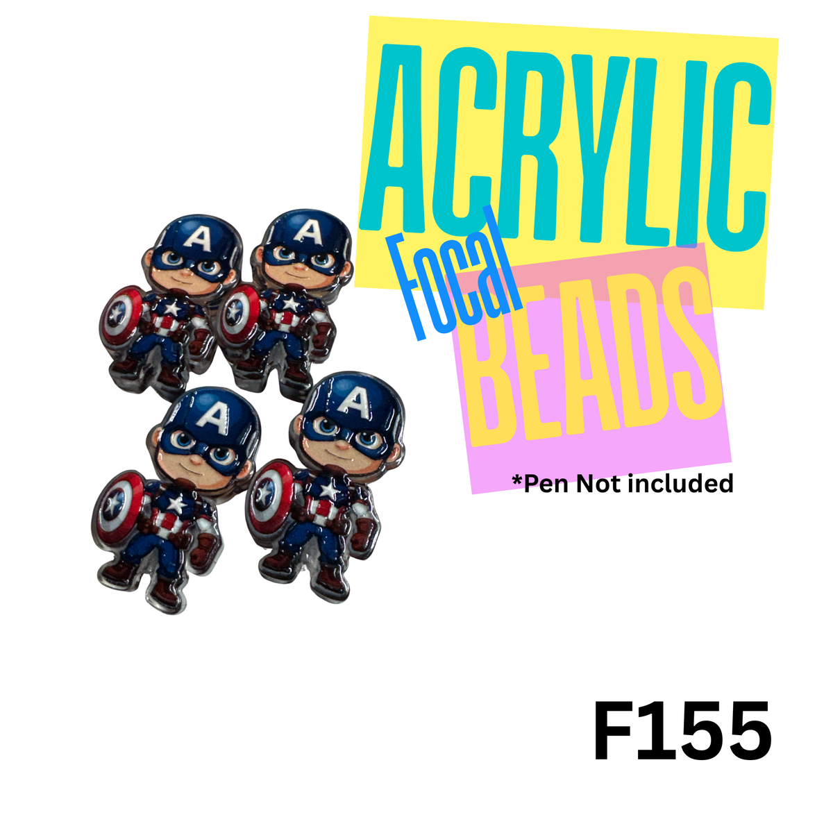 F155 All American Soldier Acrylic Focal Bead
