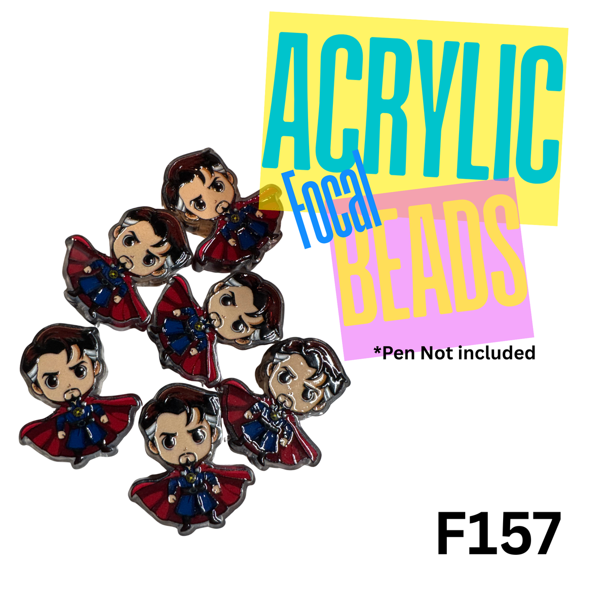 F157 World hero Wizard Guy Acrylic Focal Bead