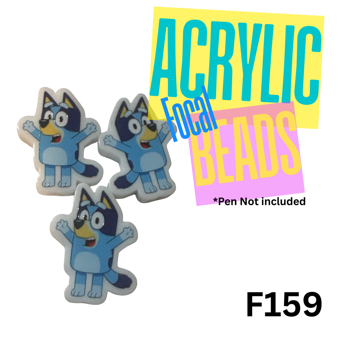 F159 Blue Aussie Dog Acrylic Focal Bead