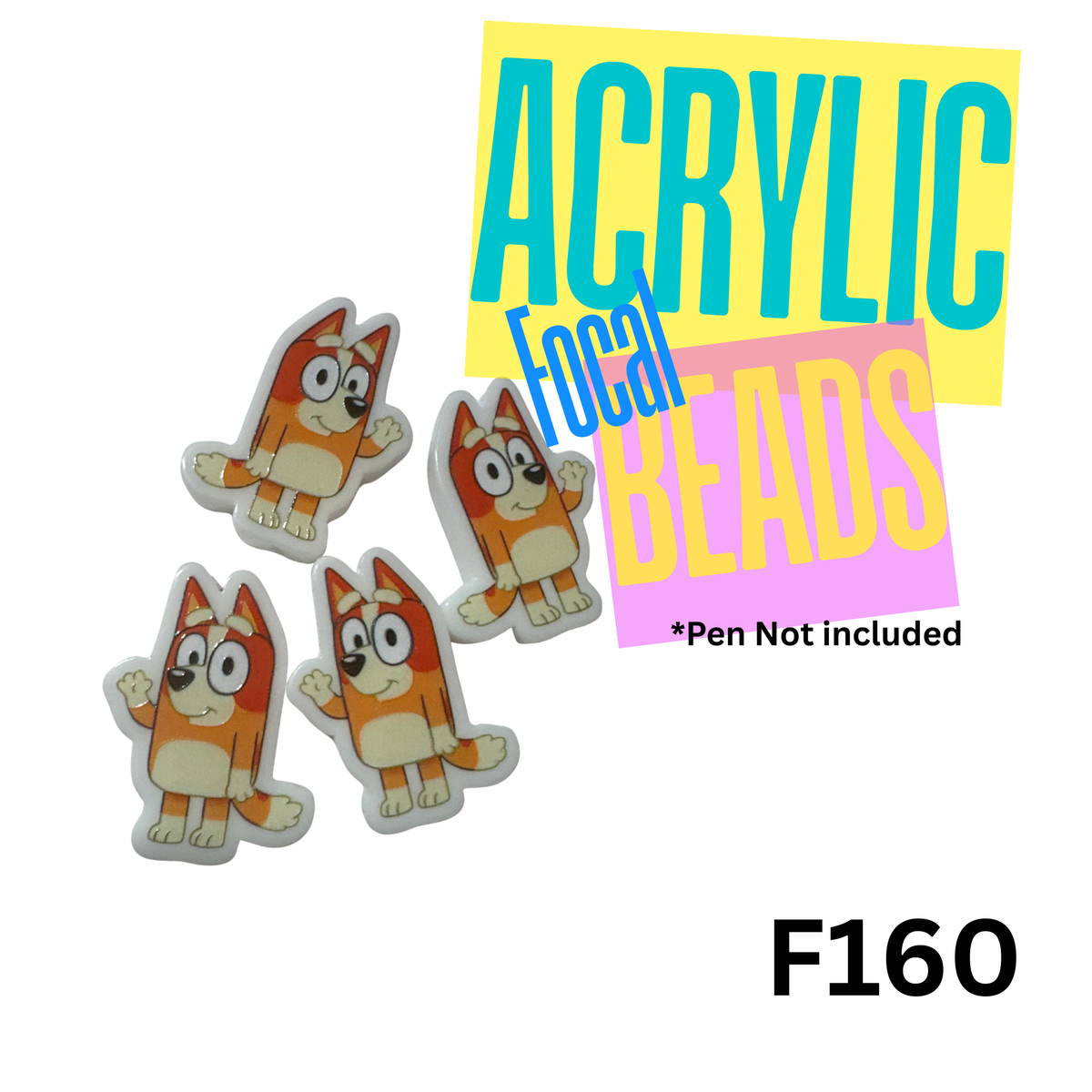 F160 Orange Aussie Dog  Acrylic Focal Bead