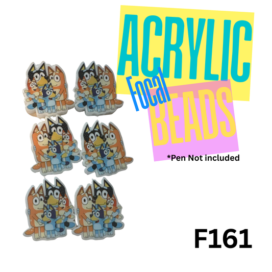 F161 Aussie Dog Family  Acrylic Focal Bead