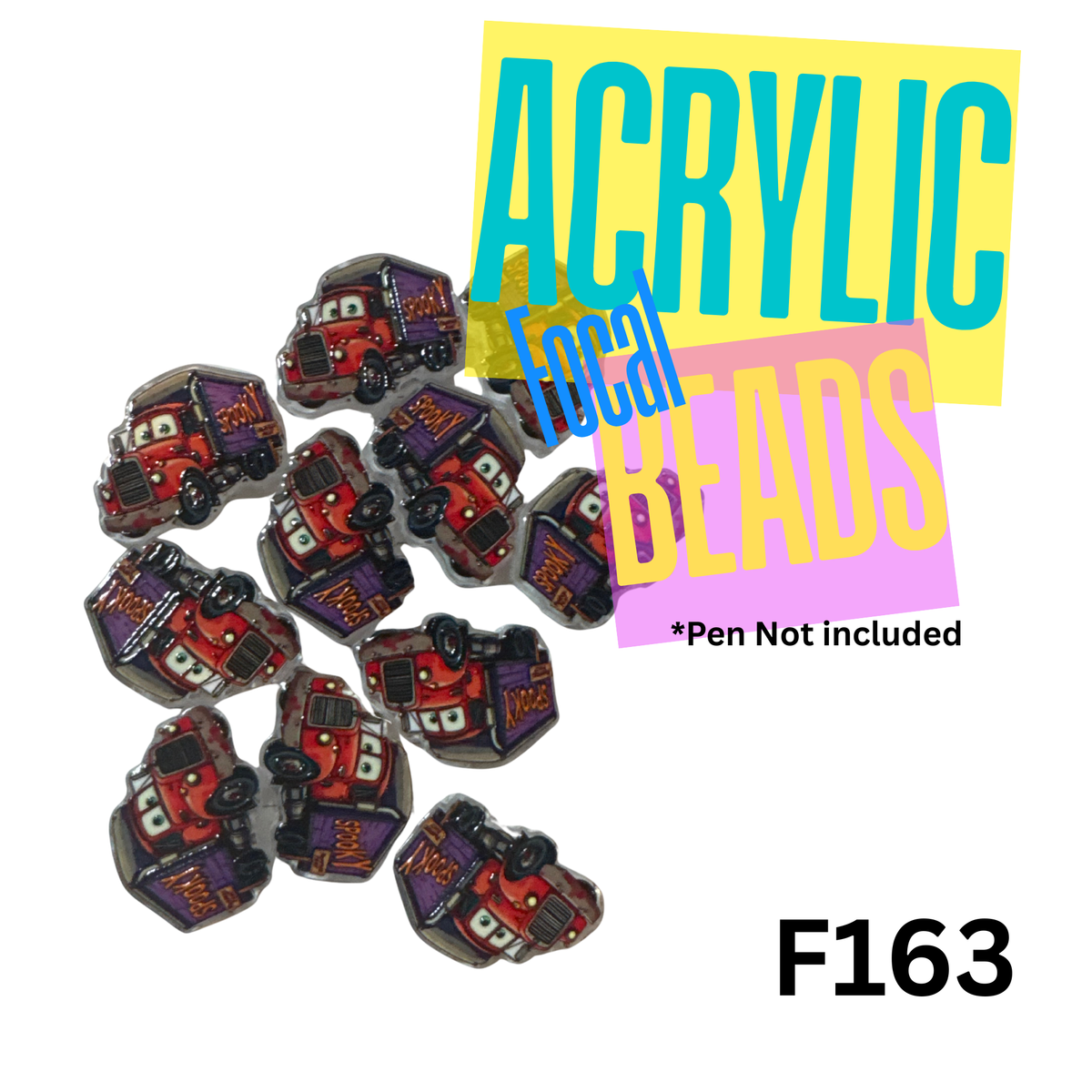 F163 Semi Truck Friend Acrylic Focal Bead