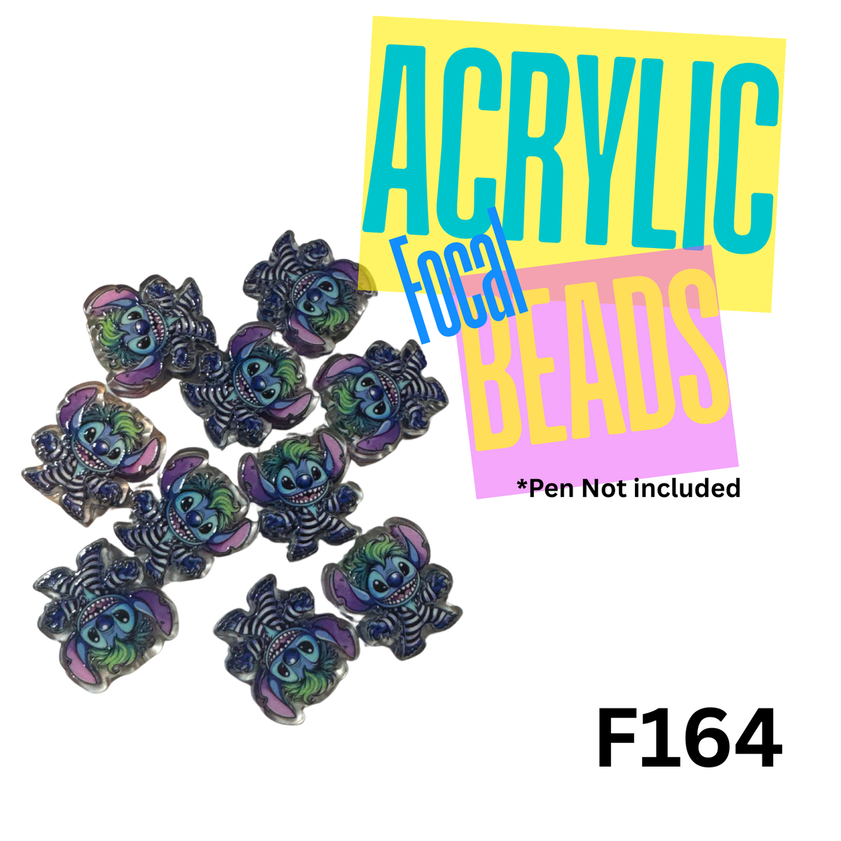 F164 Blue Alien Criminal Acrylic Focal Bead