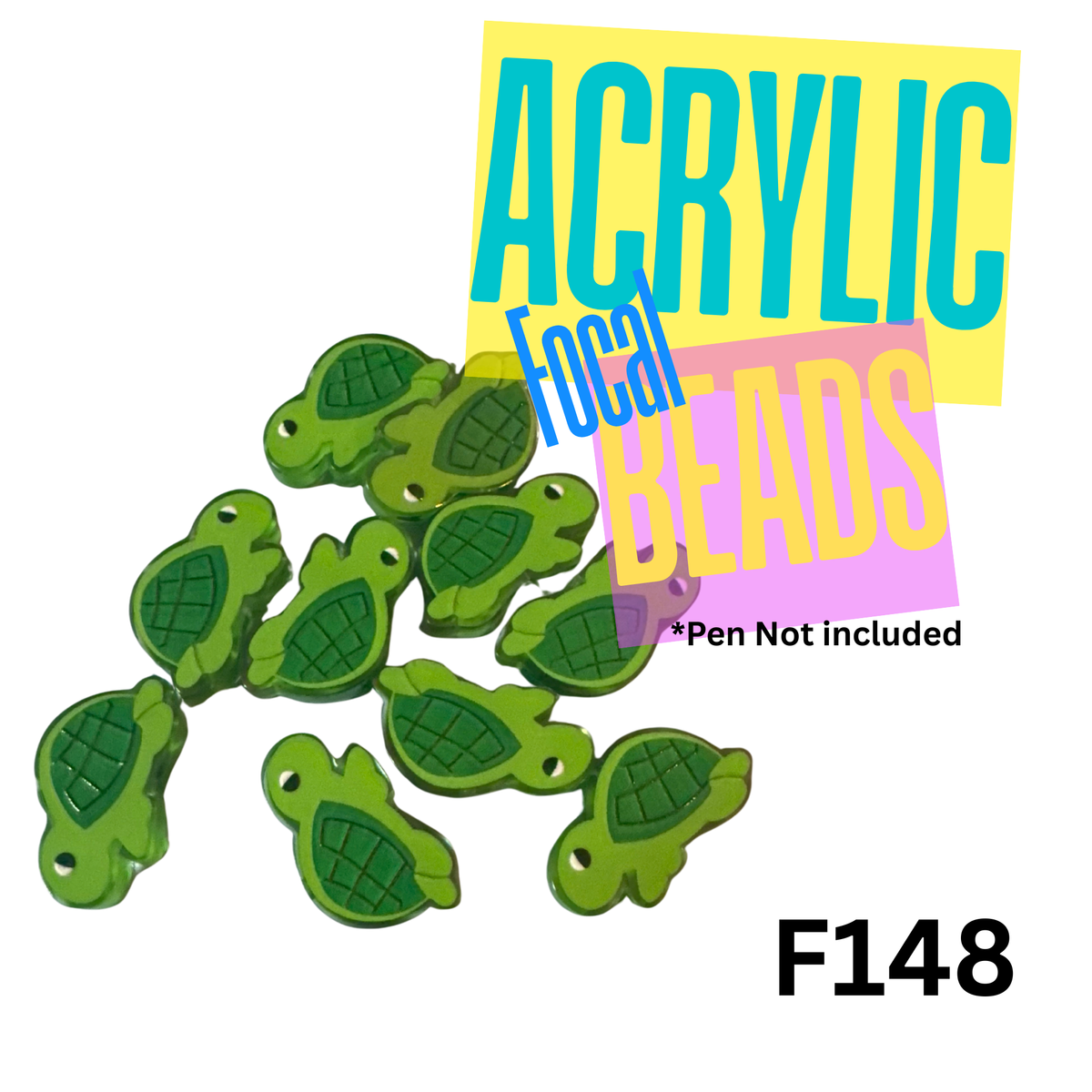 F148 Turtle Print Acrylic Focal