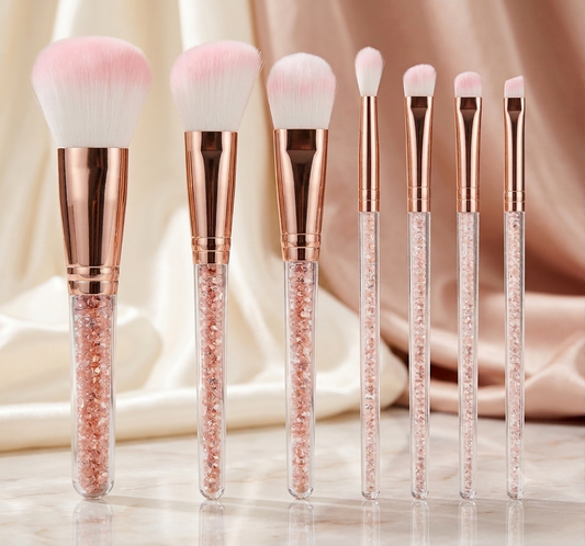 7-Piece Rose Gold Crystal Glam Makeup Brush Set