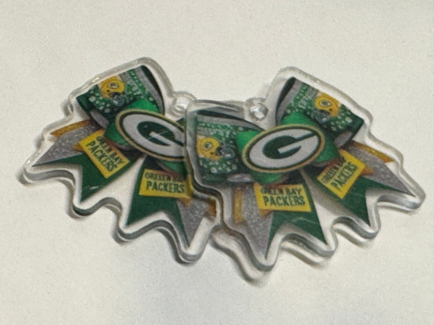 Packers Bow 4cm Double Sided Acrylics With Hole Set of 2