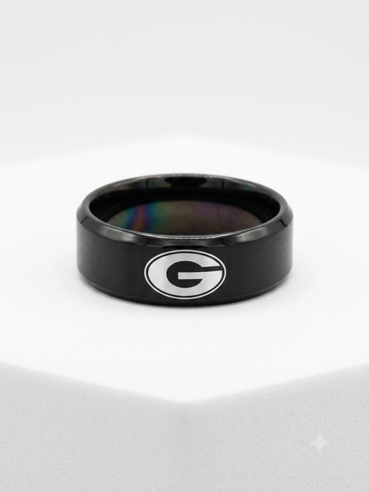 Men's Matte Black "Green Bay" Laser-Engraved Band