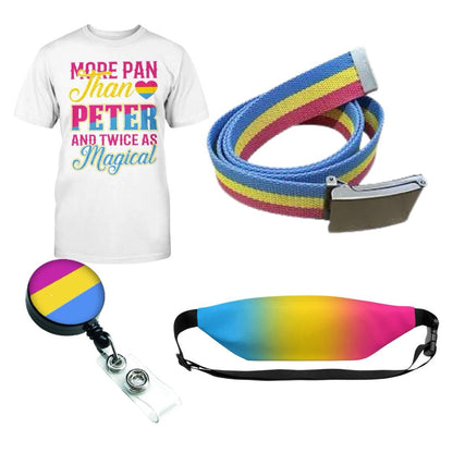 Pansexual Pride Gift Box | LGBTQ+ Mystery Box with Shirt, Jewelry, Flag & Accessories | Pan Pride Care Package