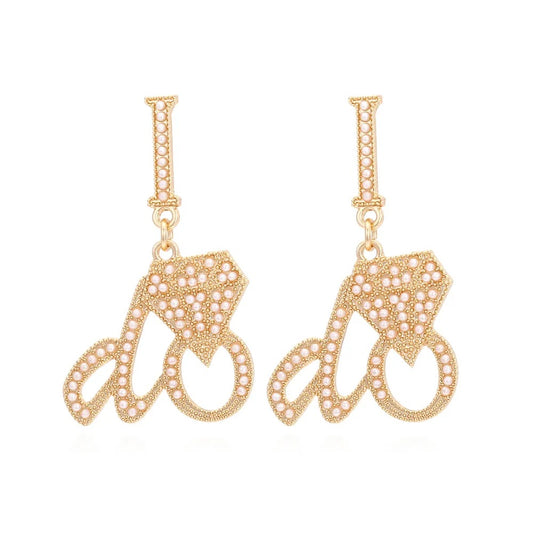 Bride I DO Earrings - Gold
