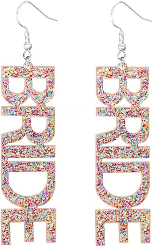 Bride Earrings - Rainbow Glitter - Acrylic