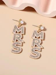 Pearl and Rose MRS. Earrings for the Bride