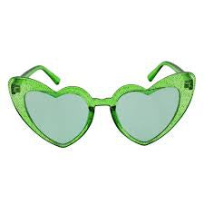 Heart Shaped Sunglasses for Women, Party, Bride, Babe, Squad Bachelorrete Party Eyeglassses (Green Glam)