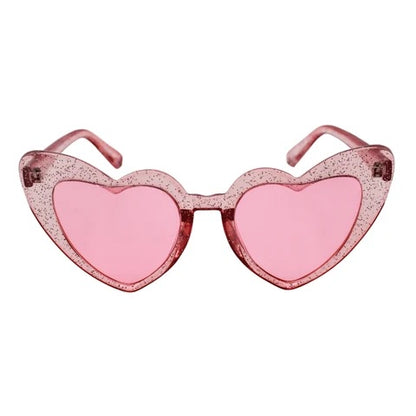 Heart Shaped Sunglasses for Women, Party, Bride, Babe, Squad Bachelorrete Party Eyeglassses (Pink Glam)