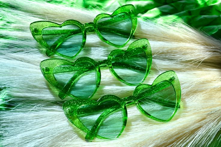 Heart Shaped Sunglasses for Women, Party, Bride, Babe, Squad Bachelorrete Party Eyeglassses (Green Glam)