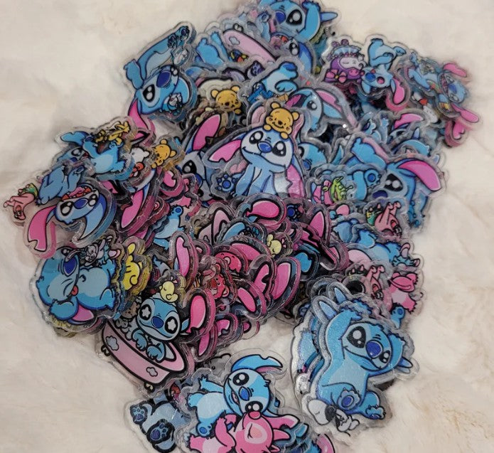 25pc 4cm random Stitch double sided acrylic charm