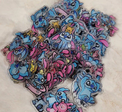 25pc 4cm random Stitch double sided acrylic charm