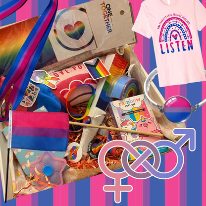 Bisexual Pride Gift Box – Curated Bi Pride Apparel & Accessories Gift Box
